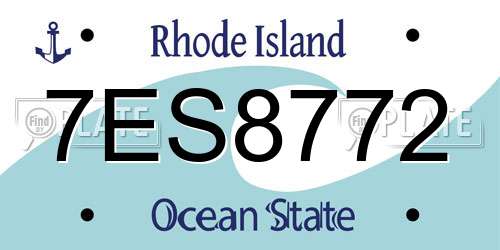 7ES8772 Rhode Island License Plate
