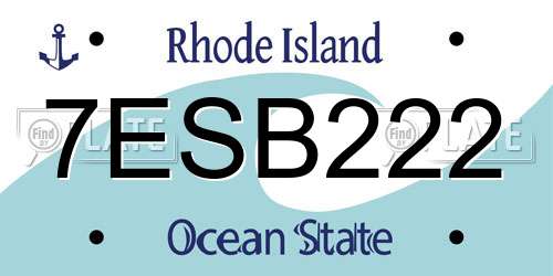 7ESB222 Rhode Island License Plate