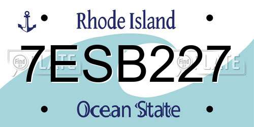 7ESB227 Rhode Island License Plate