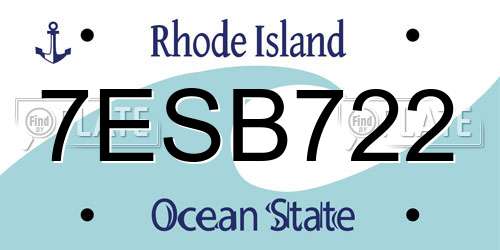 7ESB722 Rhode Island License Plate
