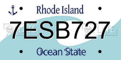 7ESB727 Rhode Island License Plate