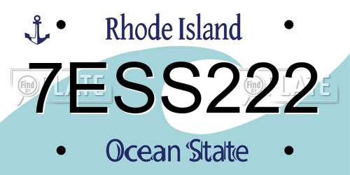 7ESS222 Rhode Island License Plate