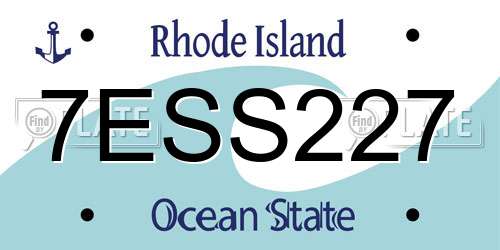 7ESS227 Rhode Island License Plate