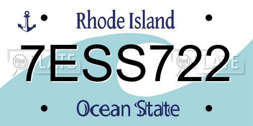 7ESS722 Rhode Island License Plate