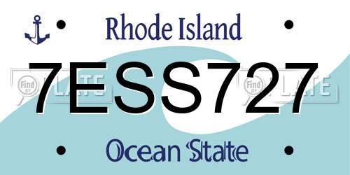 7ESS727 Rhode Island License Plate