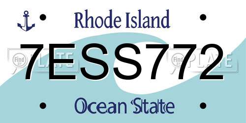 7ESS772 Rhode Island License Plate