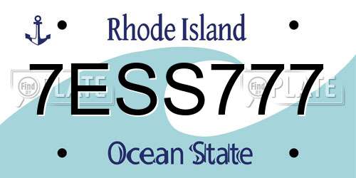 7ESS777 Rhode Island License Plate