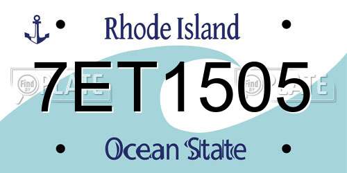7ET1505 Rhode Island License Plate