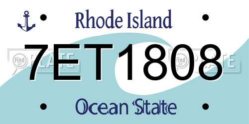 7ET1808 Rhode Island License Plate