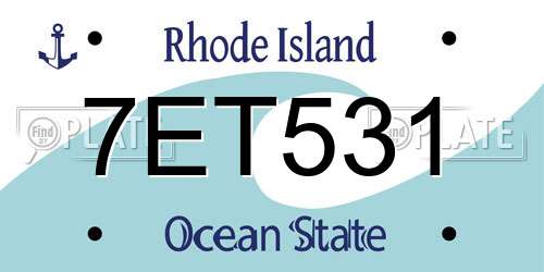 7ET531 Rhode Island License Plate
