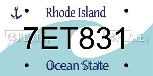7ET831 Rhode Island License Plate