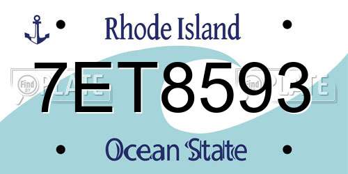 7ET8593 Rhode Island License Plate
