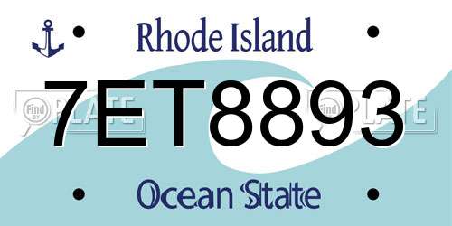 7ET8893 Rhode Island License Plate