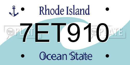 7ET910 Rhode Island License Plate