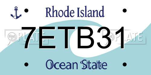7ETB31 Rhode Island License Plate