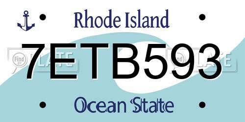7ETB593 Rhode Island License Plate