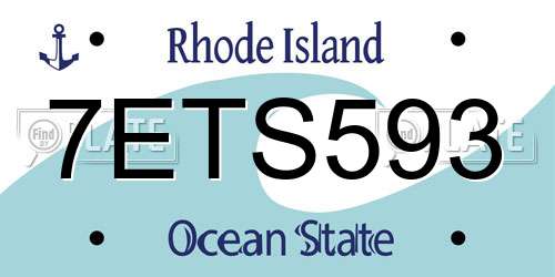 7ETS593 Rhode Island License Plate