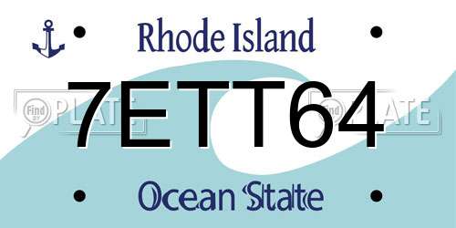 7ETT64 Rhode Island License Plate