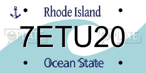 7ETU20 Rhode Island License Plate