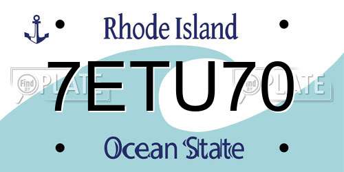 7ETU70 Rhode Island License Plate