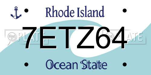 7ETZ64 Rhode Island License Plate