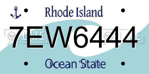 7EW6444 Rhode Island License Plate