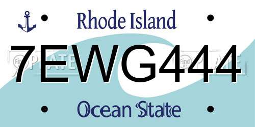 7EWG444 Rhode Island License Plate
