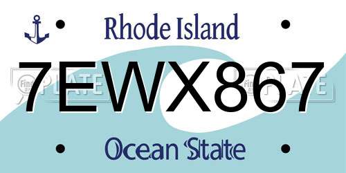 7EWX867 Rhode Island License Plate
