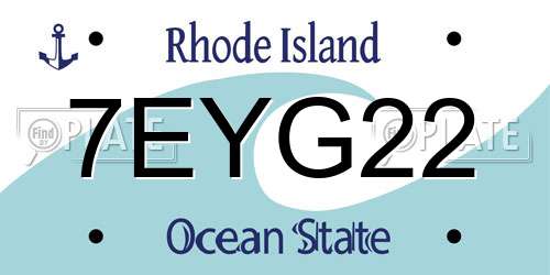 7EYG22 Rhode Island License Plate