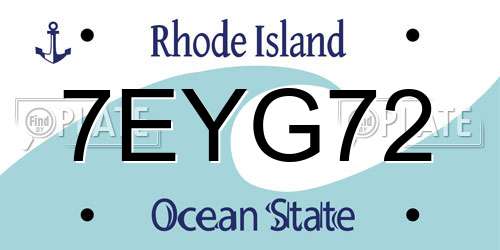 7EYG72 Rhode Island License Plate