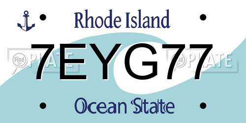 7EYG77 Rhode Island License Plate