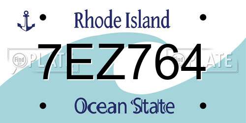 7EZ764 Rhode Island License Plate