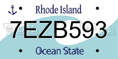 7EZB593 Rhode Island License Plate