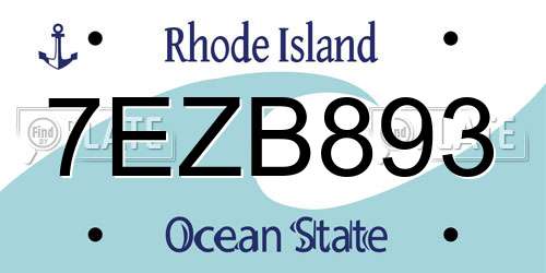 7EZB893 Rhode Island License Plate