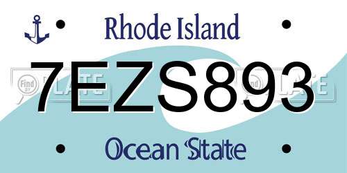 7EZS893 Rhode Island License Plate