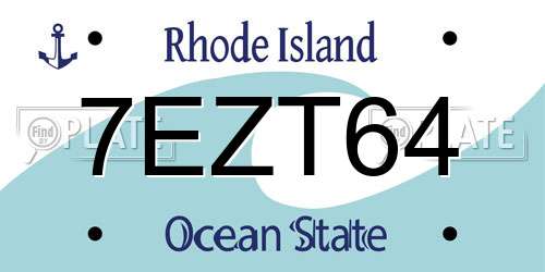 7EZT64 Rhode Island License Plate