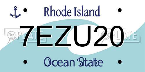 7EZU20 Rhode Island License Plate