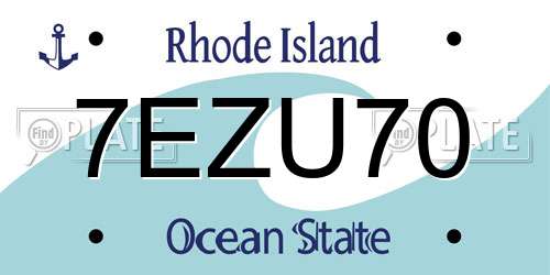 7EZU70 Rhode Island License Plate
