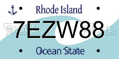 7EZW88 Rhode Island License Plate
