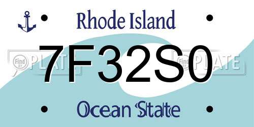 7F32S0 Rhode Island License Plate