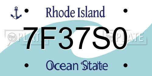 7F37S0 Rhode Island License Plate
