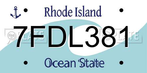 7FDL381 Rhode Island License Plate