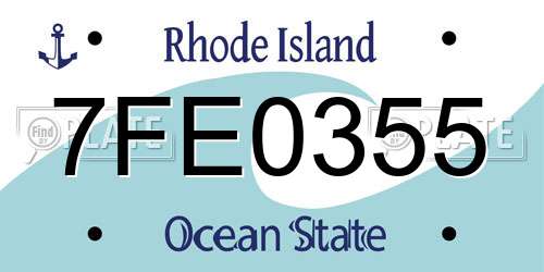 7FE0355 Rhode Island License Plate