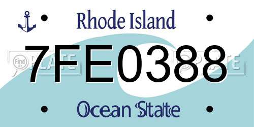 7FE0388 Rhode Island License Plate