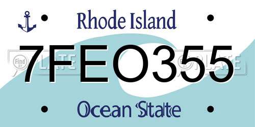7FEO355 Rhode Island License Plate