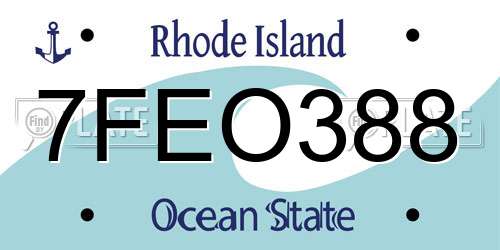 7FEO388 Rhode Island License Plate