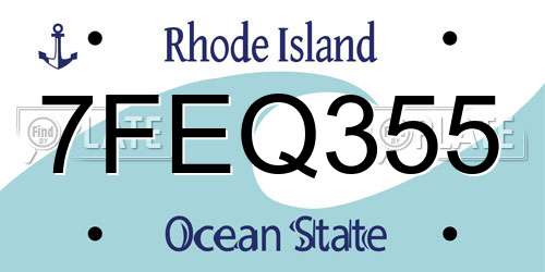 7FEQ355 Rhode Island License Plate