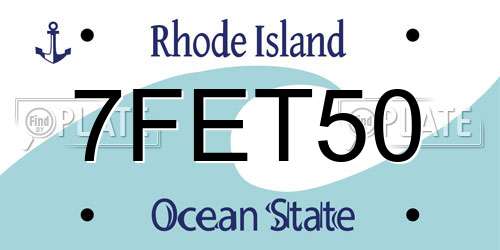 7FET50 Rhode Island License Plate