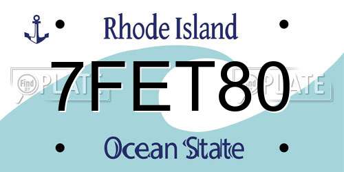 7FET80 Rhode Island License Plate