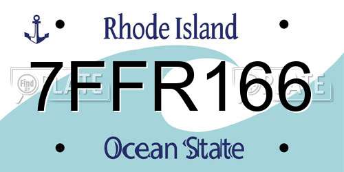 7FFR166 Rhode Island License Plate